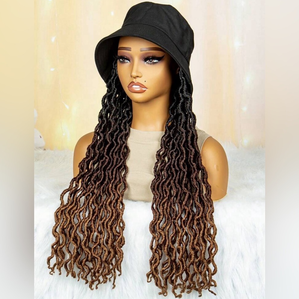 Fisherman Cap Braided Synthetic Wig Whole Cap Long Hair